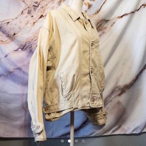 vintage 80s tan cotton bomber jacket